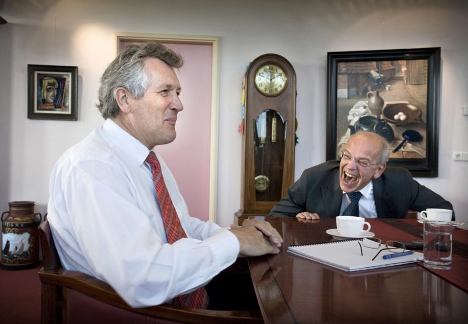 Nederland, Wognum, 20-05-2008
Dirk Scheringa, bestuursvoorzitter DSB BAnk en de CFO Gerrit Zalm in de bestuurskamer.
Foto: Peter Boer